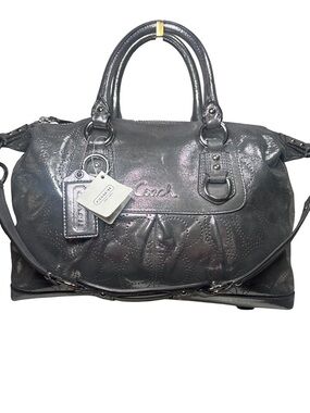 Coach Ashley NWT Metallic Gunmetal Satchel Bag